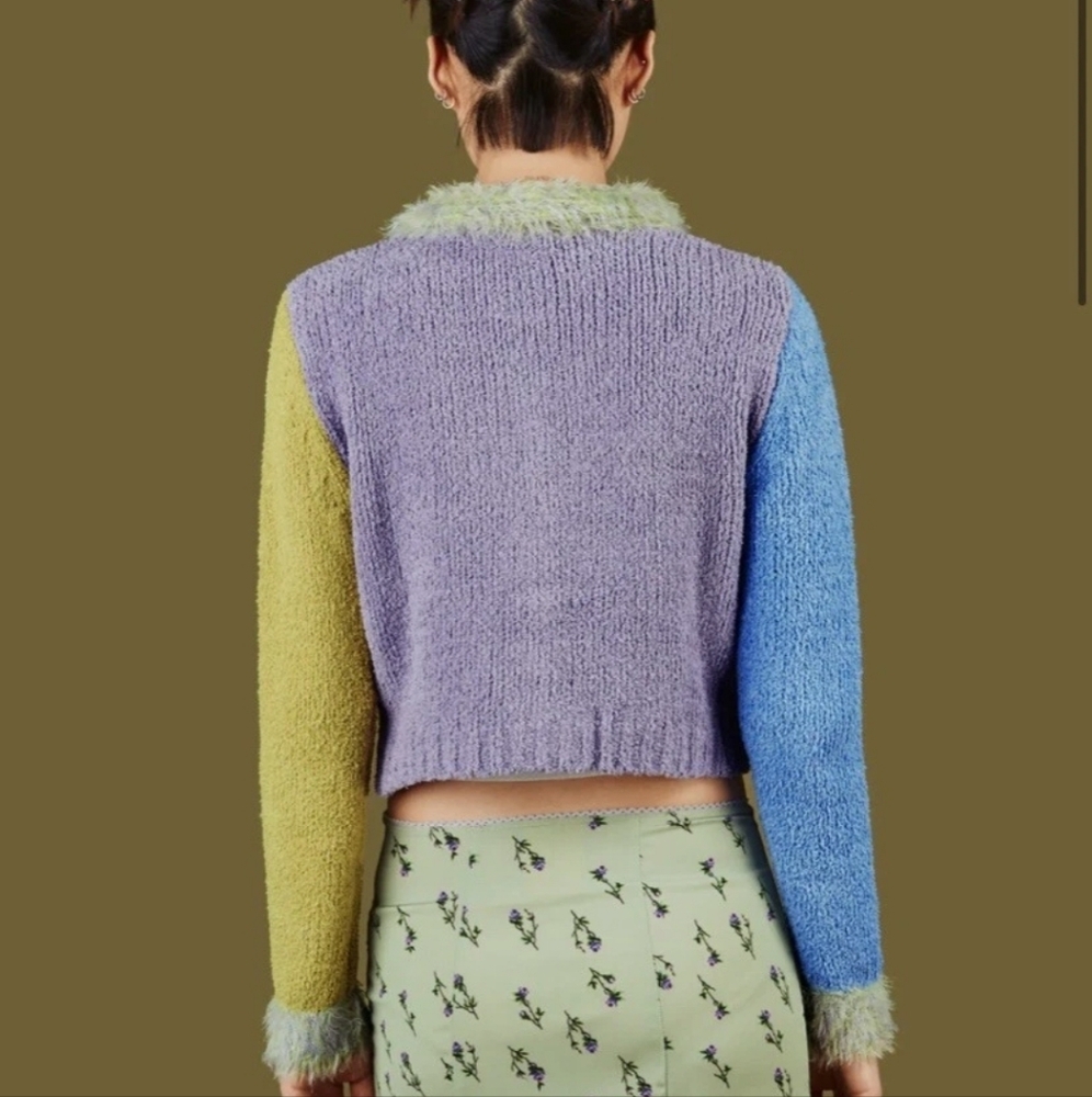 UNIF Women's Sweater Fluffy Bright cardigan sweater 90s colorful pastel goth - Picture 4 of 8